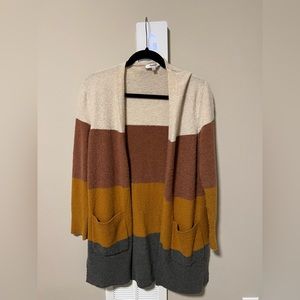 Madewell Kent Wool Long Open Cardigan Colorblock Stripes Autumn XXS
